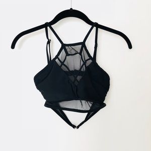 Xhilaration Black Mesh Bikini Halter Top